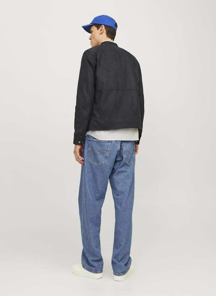 JACK & JONES solid zip through Biker jacket